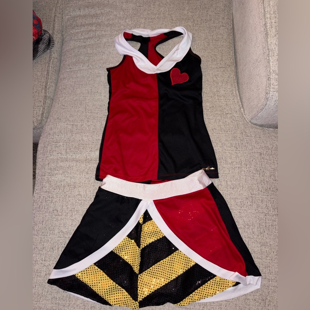 Stylish Red and Black Women's Top and Skirt Running Set